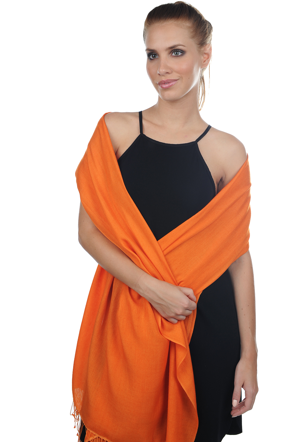 Cashmere & Seta accessori scialli platine arancio 201 cm x 71 cm